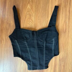 Zara Black Denim Corset Top